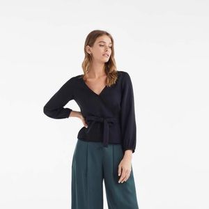 Vetta Capsule Gathered Sleeve Wrap Top